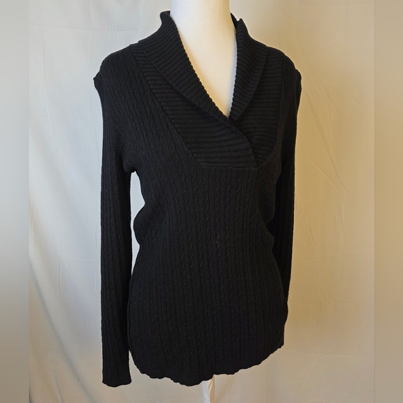 Charter Club Black Cowl Neck Sweater - Picture 1 of 4